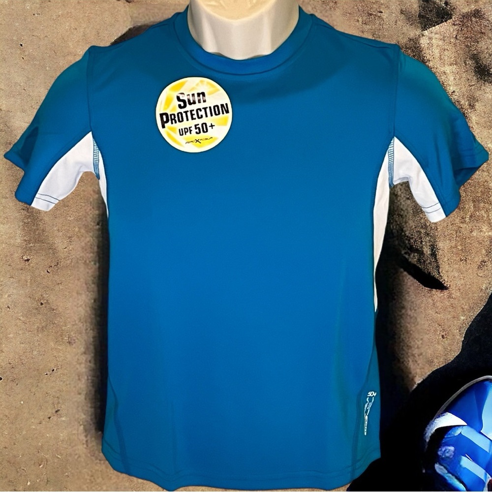 NWT Size 8 Deep aqua swim rash guard